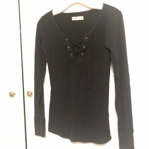 ABERCROMBIE & FITCH long sleeve black lace up top